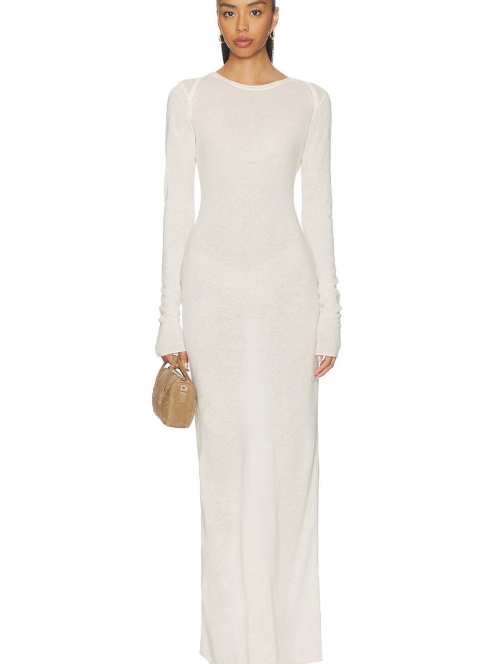 SKIMS Sheer Cashmere Maxi Dress Bone XXS New With Tags